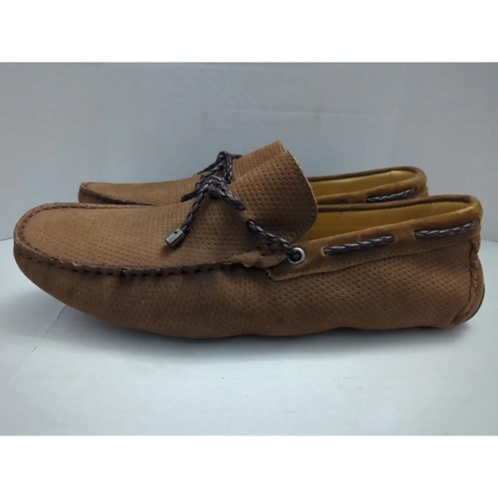 Vintage Saks Fifth Avenue Mens‎ Brown Leather Loafers Braided Tassel Sz 8.5M